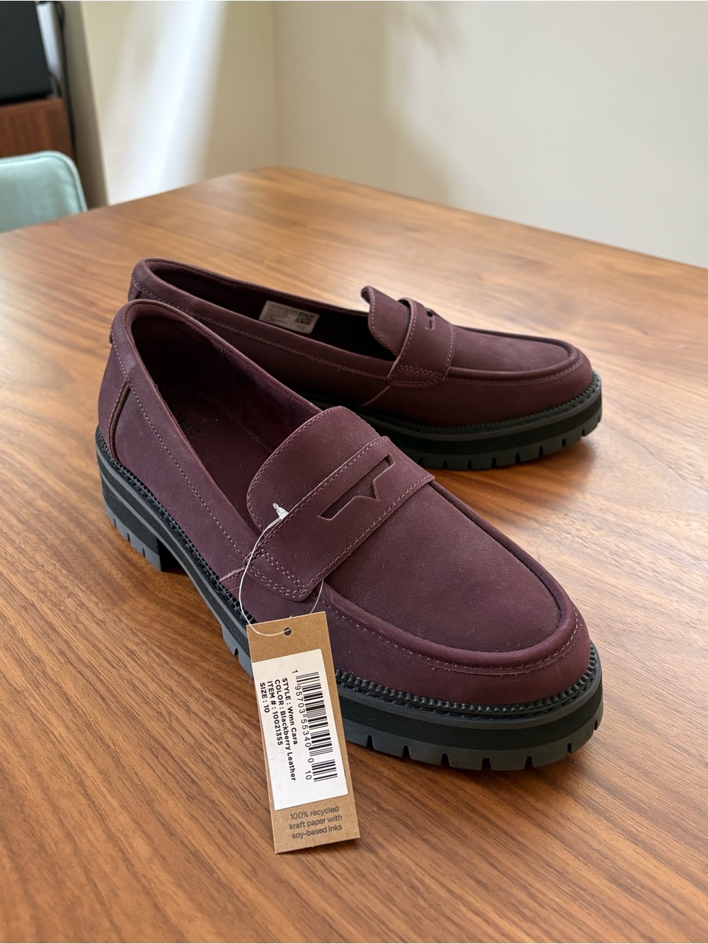 NWT TOMS Blackberry Leather Loafers